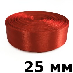 Лента Атласная 25мм, цвет Красный (на отрез) в Рузе