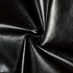 Ткань Дерматин (Кожзам) для мебели (Ширина 138см), цвет Черный (на отрез) в Рузе