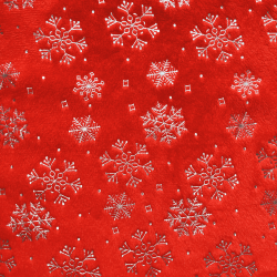 Ткань Искусственный Мех Коротковорсовый 190 гр/м2 (Ширина 150см), принт Снежинки на красном в Рузе